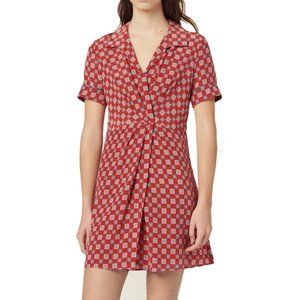 Sandro Violet Geometric Silk Shirtdress Size 38